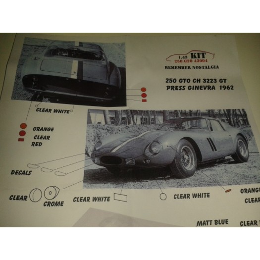 Kit Ferrari 250 GTO Ch. 3223 GT Presentazione Ginevra 1962 - Resin Kit 1:43